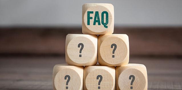 blocks with question marks and the letters FAQ