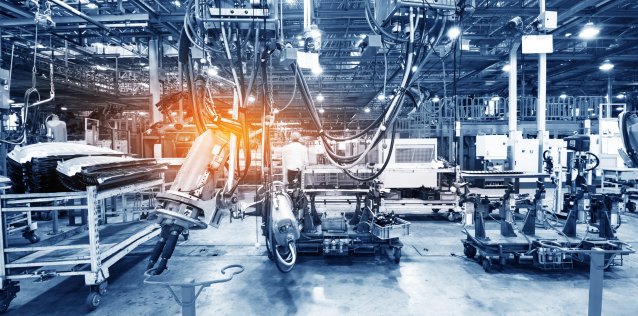 Manufacturing facility with heavy duty machinery.